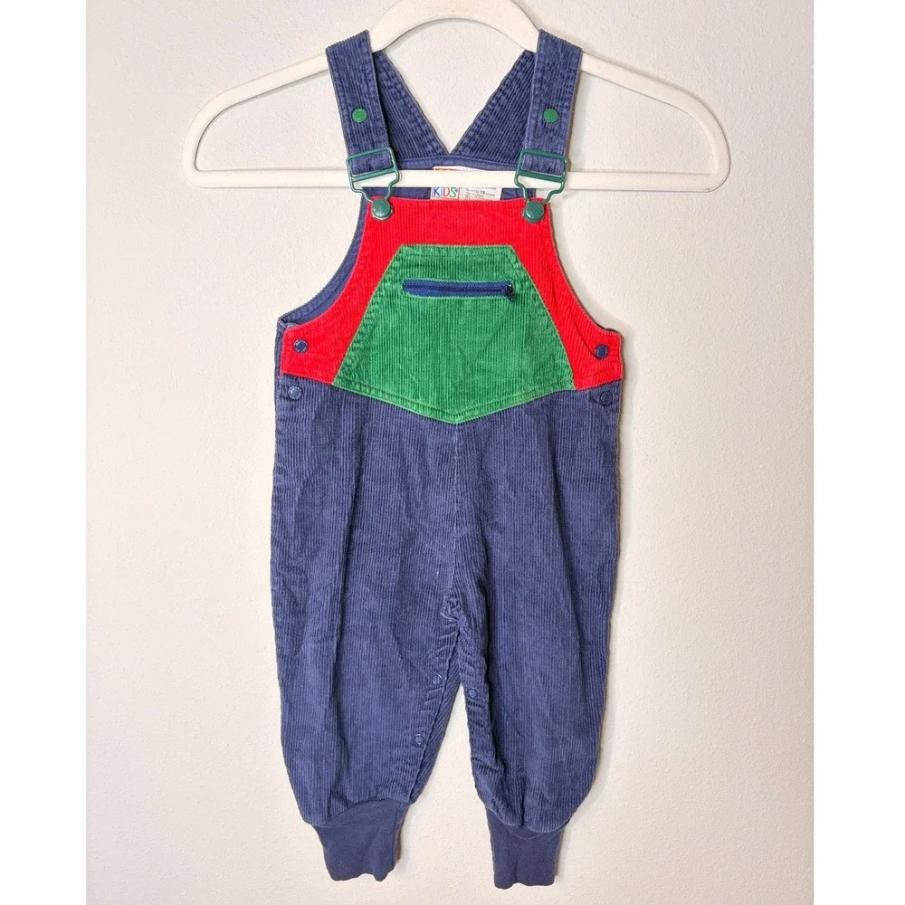 Vintage 90's Courduroy Colorblock McKids Mcdonalds Overalls 18months 100% Cotton